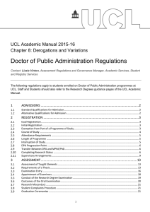 Doctor of Public Administration Regulations  UCL Academic Manual 2015-16