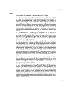 Annex Overview of the chemical weapon programme of Iraq