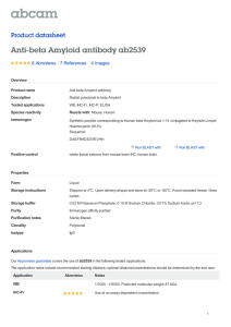 Anti-beta Amyloid antibody ab2539 Product datasheet 6 Abreviews 4 Images