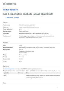 Anti-beta Amyloid antibody [MOAB-2] ab126649 Product datasheet 2 References 3 Images