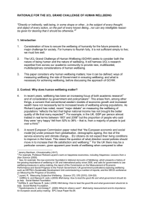 RATIONALE FOR THE UCL GRAND CHALLENGE OF HUMAN WELLBEING 1. Introduction &#34;