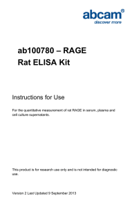 ab100780 – RAGE Rat ELISA Kit Instructions for Use