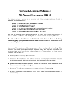 Content &amp; Learning Outcomes MSc Advanced Neuroimaging 2012-13