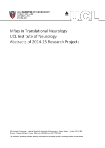 MRes in Translational Neurology UCL Institute of Neurology