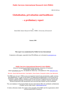 Globalisation, privatisation and healthcare – a preliminary report