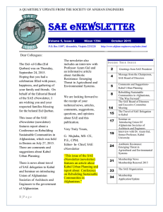 e A QUARTERLY UPDATE FROM THE SOCIETY OF AFGHAN ENGINEERS