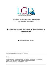 Human Trafficking: The Angle of Victimology – A Commentary