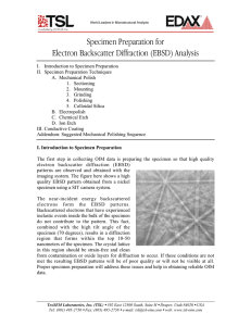 Specimen Preparation for Electron Backscatter Diffraction (EBSD) Analysis
