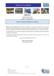 Notice to the Market New Investor Relations Officer  WEG S.A.