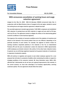 Press Release WEG announces cancellation of working hours and wage reduction agreement