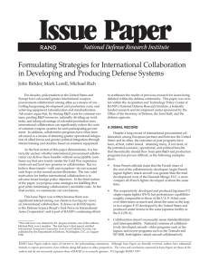 Formulating Strategies for International Collaboration in Developing and Producing Defense Systems