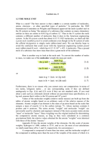 Lecture no. 4  1.2 THE MOLE UNIT ?