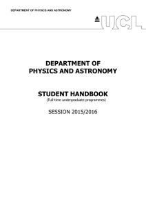 DEPARTMENT OF PHYSICS AND ASTRONOMY STUDENT HANDBOOK