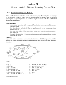 Lecture 24 Network models : Minimal Spanning Tree problem 24.1