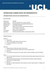 INTERNATIONAL SUMMER SCHOOL FOR UNDERGRADUATES INTERNATIONAL POLITICS OF HUMAN RIGHTS Key Information