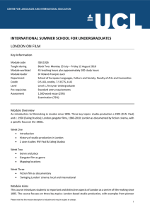 INTERNATIONAL SUMMER SCHOOL FOR UNDERGRADUATES LONDON ON FILM Key Information