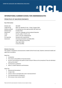 INTERNATIONAL SUMMER SCHOOL FOR UNDERGRADUATES PRINCIPLES OF MACROECONOMICS Key Information