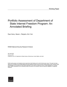 Portfolio Assessment of Department of State Internet Freedom Program: An Annotated Briefing