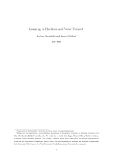 Learning in Elections and Voter Turnout Stefano Demichelis and Amrita Dhillon July 2009