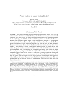 Power Indices in Large Voting Bodies