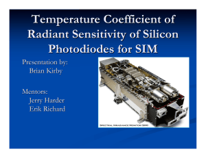 Temperature Coefficient of Radiant Sensitivity of Silicon Photodiodes for SIM Presentation by: