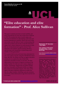 “Elite education and elite formation” - Prof. Alice Sullivan
