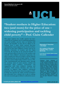 “Student mothers in Higher Education: widening participation and tackling