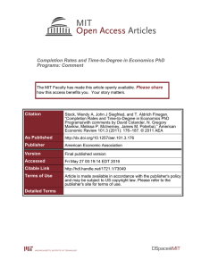 Completion Rates and Time-to-Degree in Economics PhD Programs: Comment Please share