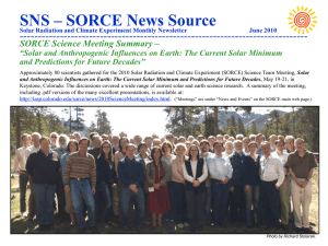 SNS – SORCE News Source ------------------------------------------------------------------------------- SORCE Science Meeting Summary –