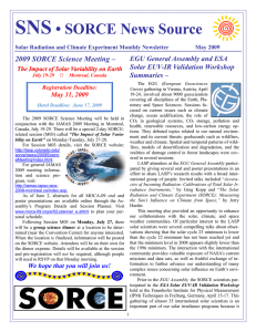 SNS • SORCE News Source 2009 SORCE Science Meeting –