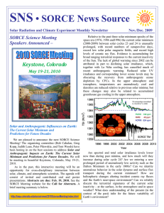 SNS • SORCE News Source SORCE Science Meeting