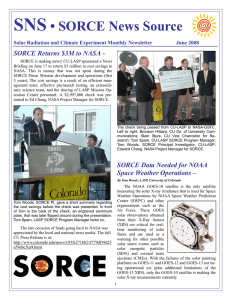 SNS • SORCE News Source SORCE Returns $3M to NASA –