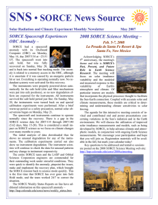 SNS • SORCE News Source 2008 SORCE Science Meeting – SORCE Spacecraft Experiences