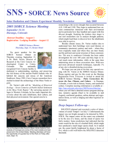 SNS • SORCE News Source 2005 SORCE Science Meeting