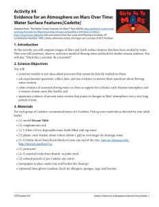 Activity #4 Evidence for an Atmosphere on Mars Over Time: [Cadette]