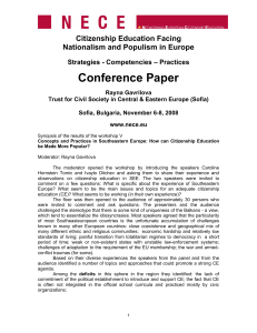 Conference Paper Citizenship Education Facing Nationalism and Populism in Europe