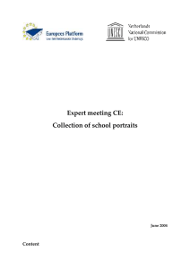 Expert meeting CE: Collection of school portraits Content June 2004