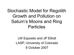 Stochastic Model for Regolith Growth and Pollution on Saturn’s Moons and Ring Particles