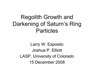 Regolith Growth and Darkening of Saturn’s Ring Particles Larry W. Esposito