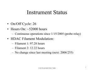 Instrument Status • On/Off Cycle: 26 • Hours On: ~52000 hours