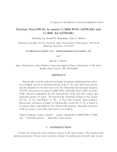 Extreme Non-LTE H in comets C/2000 WM1 (LINEAR) and C/2001 A2 (LINEAR)