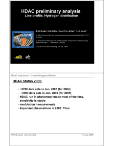 HDAC preliminary analysis Line profile, Hydrogen distribution Ralf Reulke ,Yuichi Ito