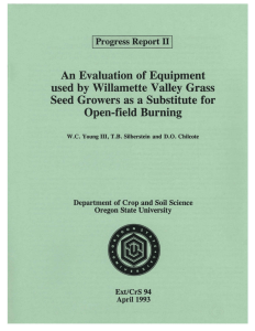 An Evaluation of Equipment used by Willamette Valley Grass Open-field Burning