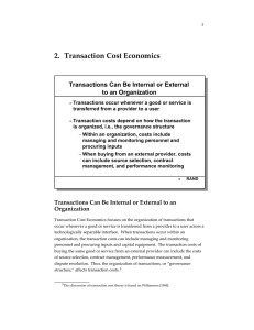 2. Transaction Cost Economics Transactions Can Be Internal or External