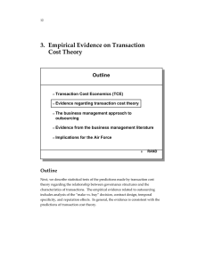 3. Empirical Evidence on Transaction Cost Theory Outline