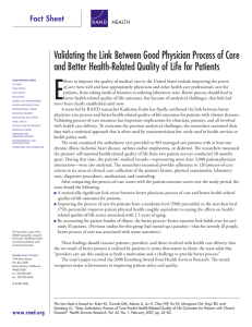 Validating the Link Between Good Physician Process of Care