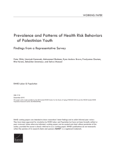 Prevalence and Patterns of Health Risk Behaviors of Palestinian Youth WORKING PAPER