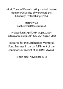 Music Theatre Warwick- taking musical theatre Edinburgh Festival Fringe 2014
