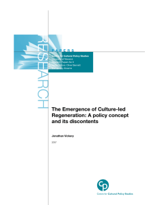 RESE ARCH The Emergence of Culture-led Regeneration: A policy concept