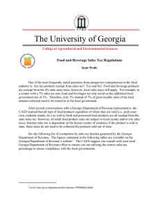 The University of Georgia Food and Beverage Sales Tax Regulations